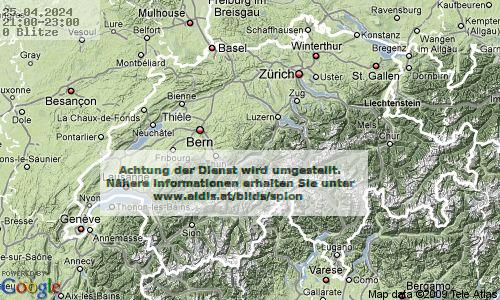 Lightning Switzerland 21:00 UTC Thu 25 Apr